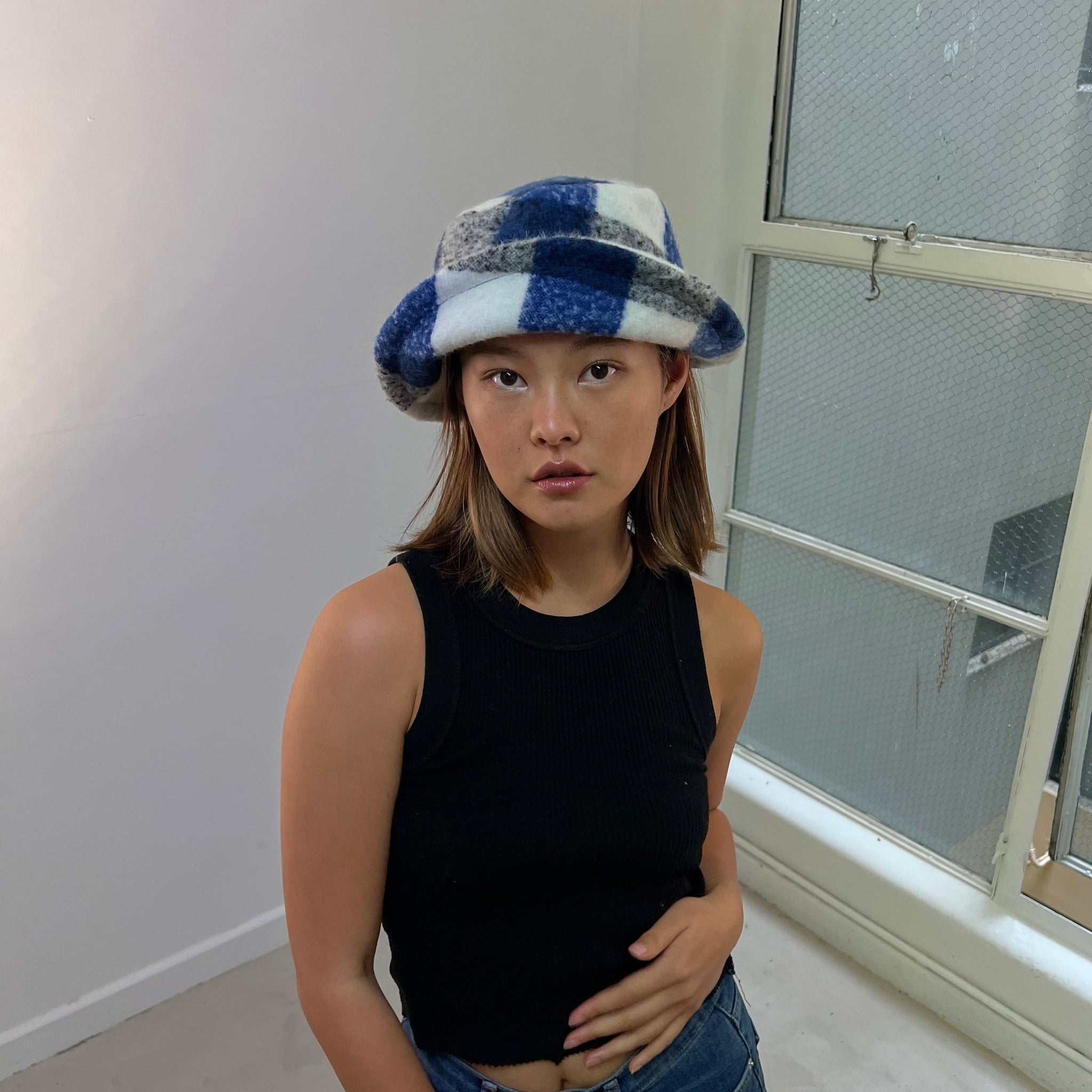 BUCKET HAT - WOOLLY BLUE CHECK